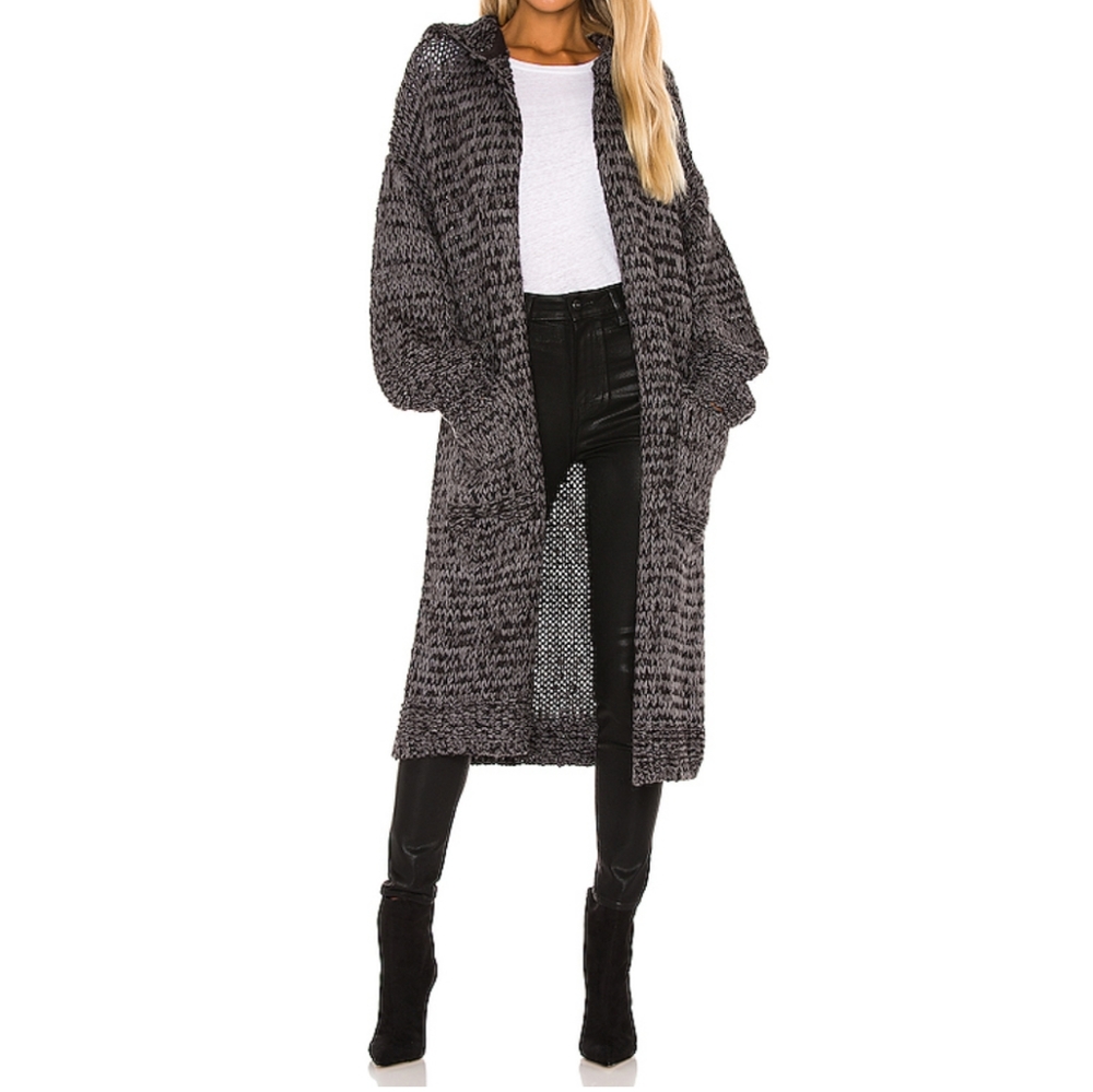 Free People Oversized Crofter Maxi Knit Cardigan Carbon Dust Color Sz Medium NWT - Picture 16 of 16